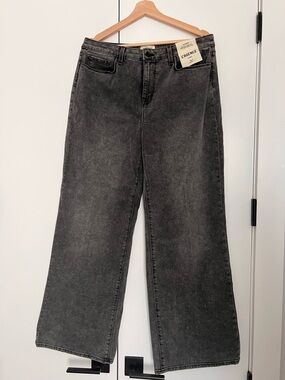 L'AGENCE Black Grey Washed High-Rise Wide Leg Jeans